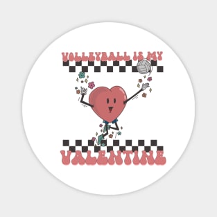 Retro Volleyball Valentines Day Heart, Volleyball Is My Valentine Magnet